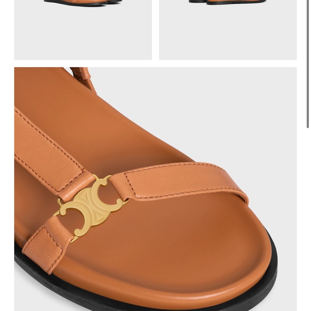 Celine Brown Sandals with Gold Detail